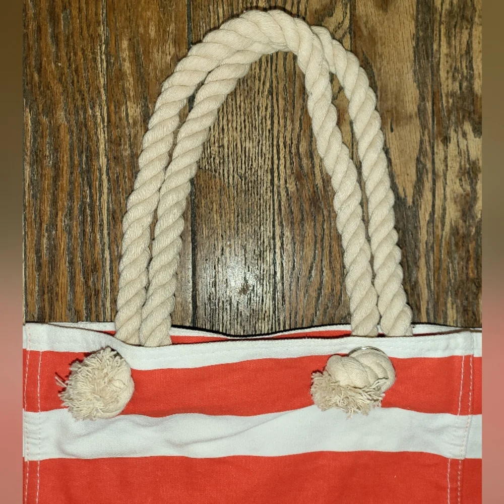 Hilton Head Island Striped Canvas Beach Tote Bag